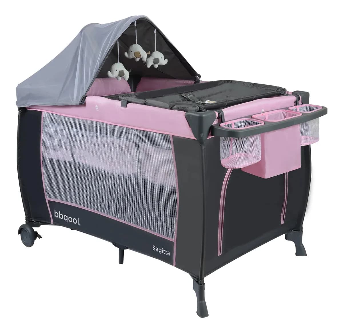 Bbqool Sagitta cuna corral plegable rosado